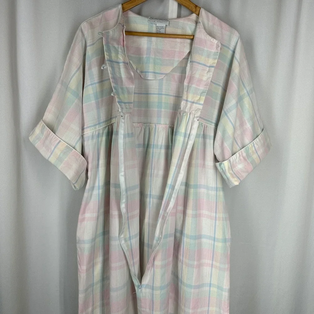 Miss Elaine At Home Pastel Plaid Cotton House Dress Lounger READ